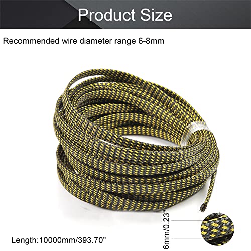 Othmro 32.8ft Length PET Flexible Expandable Braided Cable Sleeves 0.24in Width Wire Loom Sleeving and Organizer Flexible Wire Mesh Sleeves for TV Audio PC Computer Cords from Pet Chewing Black Gold - color: Black Gold, size: 0.15" Dia/32.8Ft