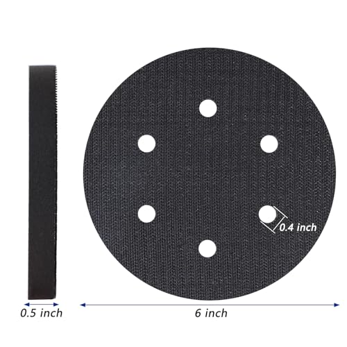 5 Pack 6 Inch 6 Hole Hook and Loop Interface Pad for Orbital Sander - size: 6 inch 6 Hole - 5 Pack