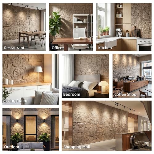 HOMCOM 3D Faux Stone Wall Panels Water-Resistant 4' x 2' Beige - color: Beige