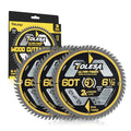 TOLESA 6 1/2 Circular Saw Blades, 60T for Wood and Plywood, 3-Pack - size: 6-1/2'', style: 60T