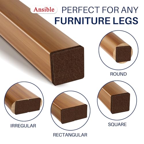 Ansible 60 PCS Felt Furniture Pads 1" for Hardwood Floors - size: 60 PCS 1" Brown, Square