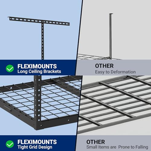 FLEXIMOUNTS 2x3 Overhead Garage Ceiling Storage Rack Organization, Black - color: Black, size: 2x3 ft