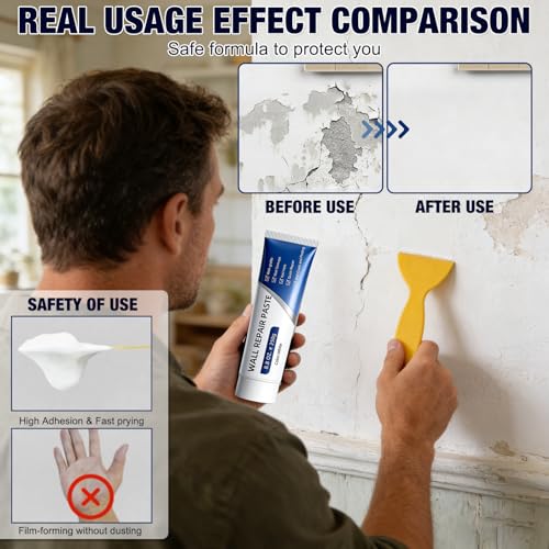 Efficient Drywall Patch Repair Kit with Scraper, 2026 New Quick Drying Wall Mending Agent White Spackle Wall Repair Paste Wall Repair Agent Tile Gap Fille for Holes & Cracks Nail Holes