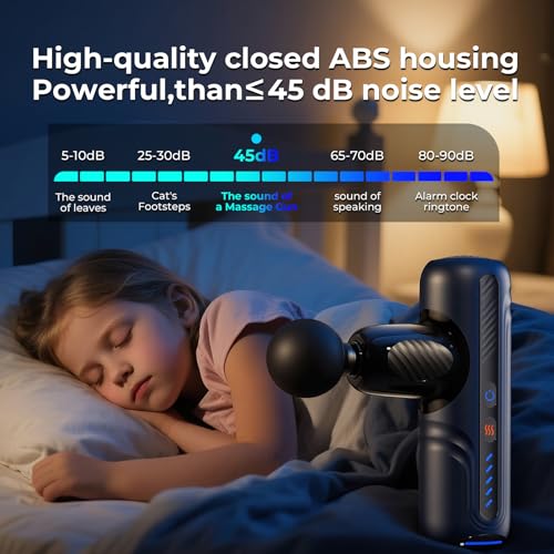 Massage Gun with Heat Therapy, Deep Tissue Mini Muscle Massager - color: Blue