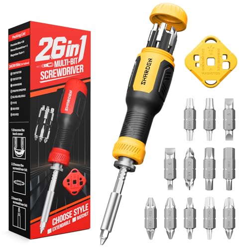 SHARDEN Multi ScrewDriver Set 26 in 1 All in One Adjustable Screw Driver - color: Yellow, size: Extendable-NonRatchet