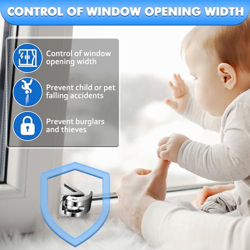 5 Pack Sliding Window Locks, Adjustable Security for Vertical & Horizontal Windows, Easy Install, Fits 1/16 inch to 7/8 inch Wide Rail, Enhanced Safety for Home & Office (Silver) - color: Silver