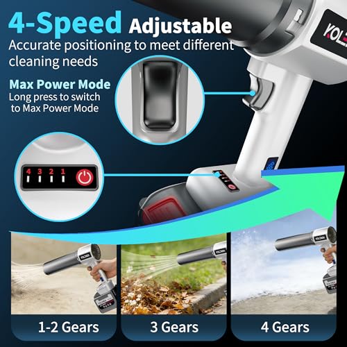Cordless Handheld Car Dryer Blower, 1800G 335MPH Air Duster - color: White