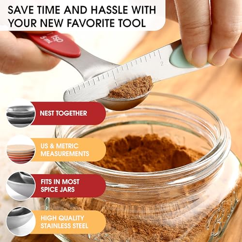 Spring Chef Stainless Steel 8 Magnetic Measuring Spoons Set, Desert Sunset - color: Desert Sunset, size: 1-Pack