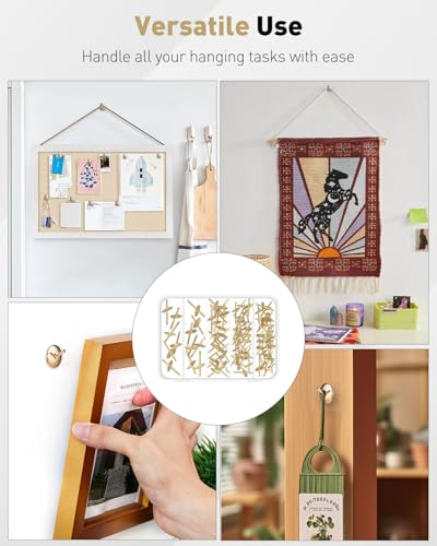 Uniclife 60 Pcs Picture Hangers, Picture Hanging Kit 4 Sizes - size: 60 Pcs, style: Gold