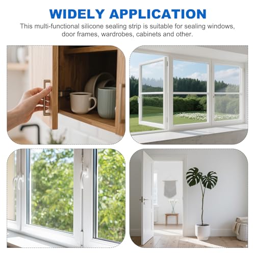 uxcell Weather Stripping Door Seal, 20 ft Self-Adhesive D-Shape Seal Strip Silicone Insulation Window Gap Filler for Door Frame Sealing Gap (3/8" W x 3/8" T, Clear) - size: 20 ft x 3/8" x 3/8"