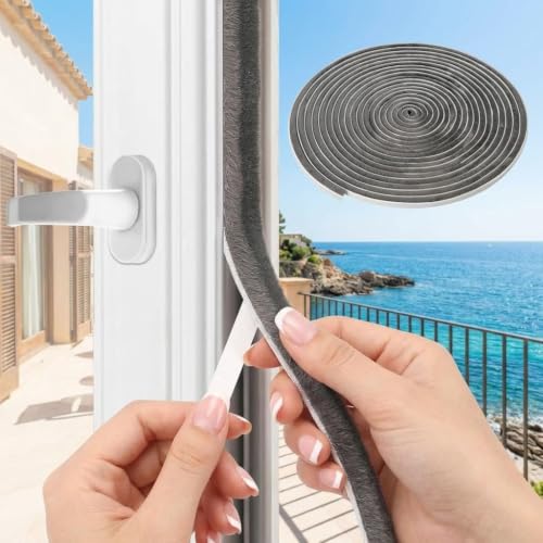 Weather Stripping, 39.4 FT Self-Adhesive Foam Door and Window Seal, Grey - size: 0.35'' Wide X 0.35'' Thick