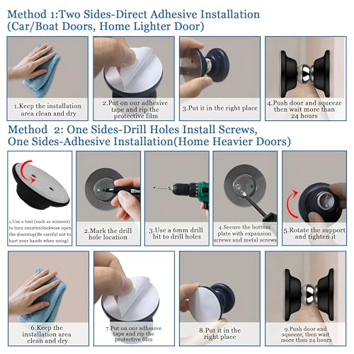2 RV Magnetic Door Catch,Black Storage Door Stopper w/Adhesives & Screw Kit
