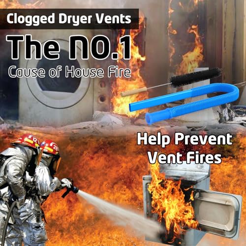 2Pcs Dryer Vent Cleaner Kit, Lint Brush & Universal Vacuum Hose Blue | Universal Flexible Hose Without Whistling Noise | Reach Deep Traps - Remove Hidden Lint, Speed Drying & Reduce Fire Risk - color: Blue