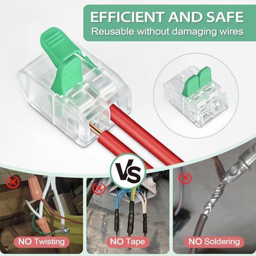 30PCS Lever Wire Connectors 2 Port Electrical Connectors Lever Nuts - size: 2 Ports