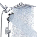 Shower Head, Rain Shower Head with Handheld Spray Combo, 10 Inch Adjustable High Pressure Rainfall Shower Head, Dual Showerhead Set with Extension Arm and 60 Inch Long Shower Hose (Silver) - color: Silver, size: 10 Inch