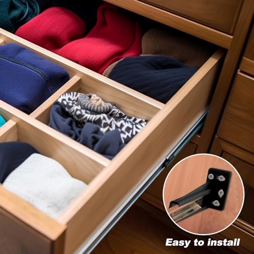 Chunful 2 Pair Rear Drawer Track Socket Back Plates Mounting Brackets,Black | With Screws for Install, Replacement Socket for Drawer Slide Repair, Left Right Pair for Cabinet Furniture Rear Mounting - color: Black