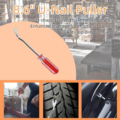 4Pcs Upholstery Staple Remover Tool Set Nail Puller, Staple Puller Set Including End Cutting Plier, Tack Pullers, Carpet Remover, Removing Staples from Construction Furniture Floor Wall Wooden