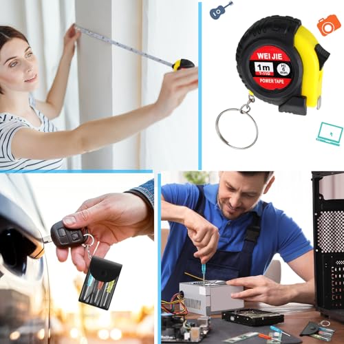 Jutom 40 Pcs Mini Tape Measure Screwdriver Keychain Set Bulk