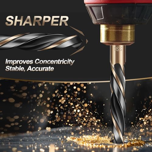 Hex Shank Drill Bit Set 13PCS, HSS Nitriding Coated, 1/16IN-1/4IN
