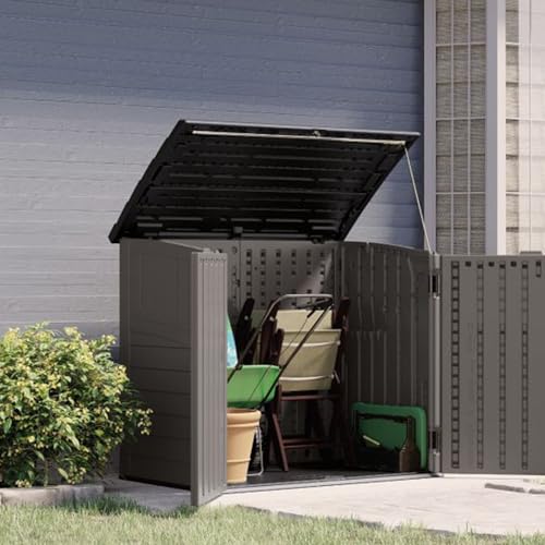 Suncast 34 Cu Ft Horizontal Storage Shed, Resin, Lockable, Stoney Black