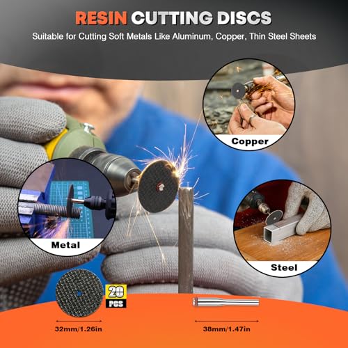 DIYSELF 54-Piece Rotary Tool Cutting Disc Set for Wood and Metal