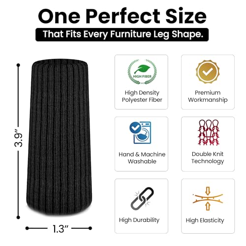 Chair Leg Socks 16/24/32 Pcs Black Furniture Leg Covers Floor - color: Black, size: 32 Pcs