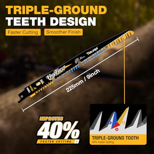 TOLESA Japanese Teeth Reciprocating Saw Blades 9 Inch, Wood Pruning Saw Blades 6TPI for Wet Wood, Triple Ground Teeth with U-Groove Design, Fast & Clean, 3PCS - size: 9 Inch