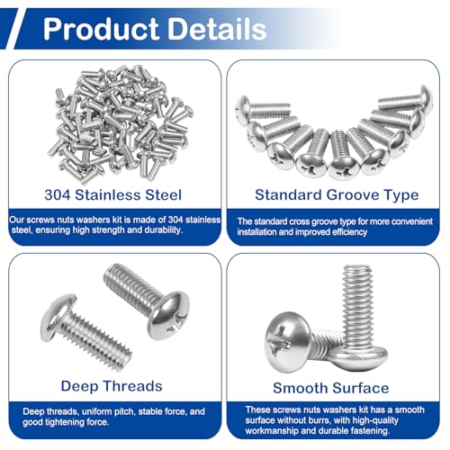 60Pcs #10-32 x 1/2" Phillips Pan Head Machine Screws, UNF Fully Threaded - size: #10-32 x 1/2"