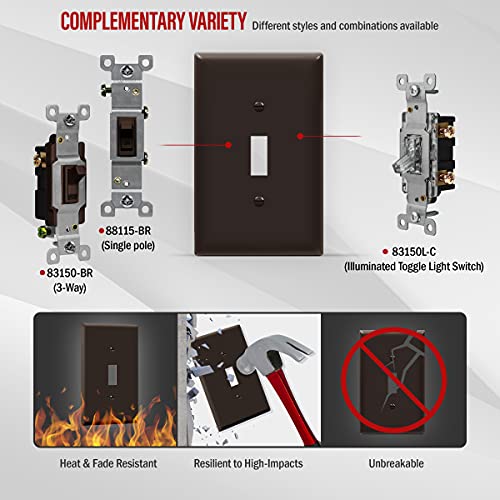 ENERLITES Mid-Size Toggle Light Switch Wall Plate Cover, 1 Pack, Brown - color: Brown, size: Mid-Size