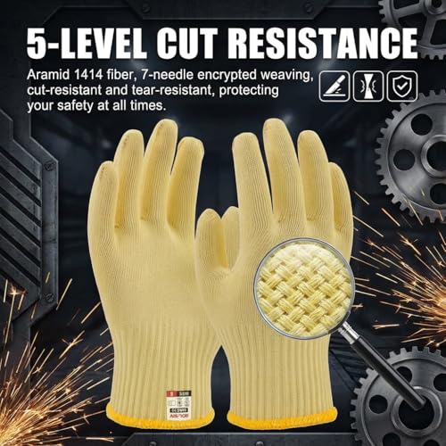 Aramid Cut Resistant Gloves, Thick Knit Design, Grilling Gloves for Men & Women, Machine Washable, Small - size: 1pc-Small, style: Aramid
