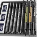 Nicpro 3 PCS 1.3 mm Mechanical Pencil Set with 48 Lead Refill, 3 Eraser - style: 3 Pack (Black Green Brown)