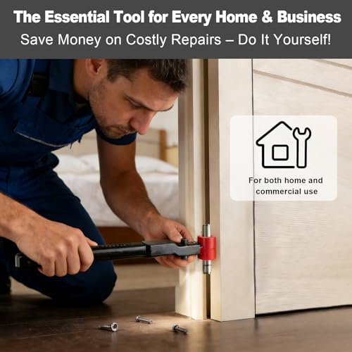 6 in 1 Door Hinge Adjustment Tool – Upgraded 0.39-0.98 inch Hinge Gap Adjusting Wrench Kit, Precision Door Hinge Repair Set for Eliminating Uneven Gaps & Noise (Red)