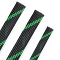 25ft PET Expandable Braided Cable Sleeve 1/2inch(12mm) Pet Braided Cable Sleeve for Audio Video Device Wire Automotive Wire (Black Green) - color: Black Green, size: 12mm"(1/2 inch)