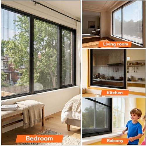 Window Screen Repair Kit, 59"x106" Fiberglass Window Screens for House Windows, Washable Screen Replacement with Rolling Tool Spline Cutter Tape Measure for Windows Patio or Sliding Screen Door - size: 59" x 106"