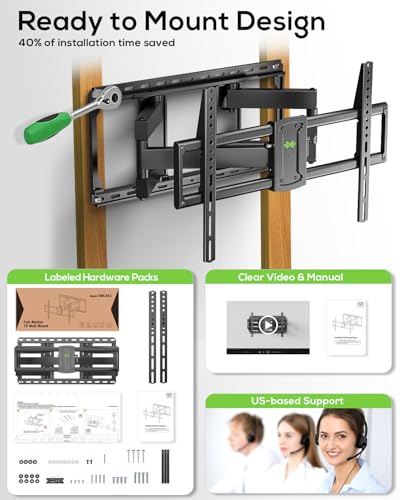 USX MOUNT Full Motion TV Wall Mount for Large TVs 42-97 Inch up to 150 lbs - size: For 42" to 97" TVs