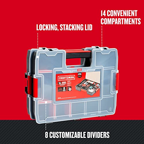 CRAFTSMAN Tool Organizer, 2-Packs with 14-Compartments, Lid Includes Secure Latch (CMST60944M) - size: 2 Pack (14.6" L x 5.2" W x 11.4" H), style: Double Pack