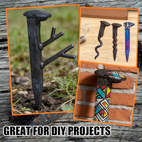 10PCS Railroad Spikes, 4.72 Inches Carbon Steel Railroad Spike, Heavy Duty Rustic Utility Hooks with Rust for Railroad Ties,Tent Stakes, DIY Metal Projects, Industrial Decor