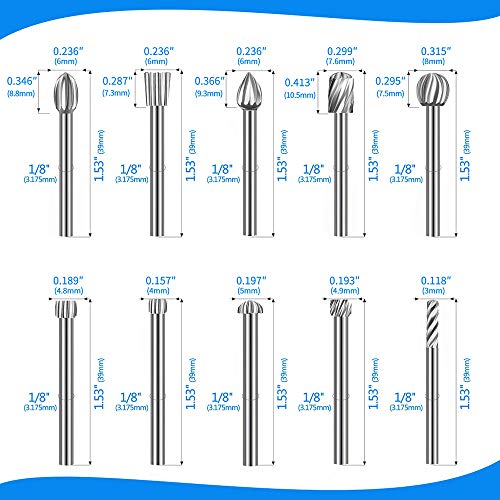APORO Carving Bits Wood Engraving Router Bit with 1/8" Shank 20Pcs