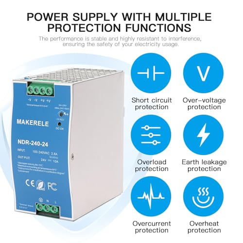 MAKERELE 24V MDR DIN Rail Power Supply 240W - style: 240W-24V