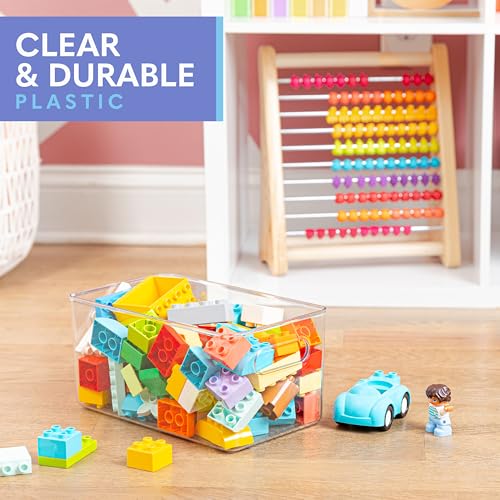 Plastic Food Storage 6 Pack Clear Container Bin with Handles for Organizing Kitchen, Pantry, Fridge, Freezer, Pantry,Bathroom. 10"x6"x5" - size: 10x6x5