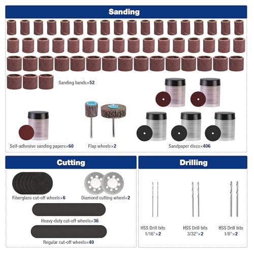 WORKPRO 698-Piece Rotary Tool Accessories Kit, Rotary Tool Bits for Easy Cutting, Grinding, Sanding, Polishing, Cleaning, Drilling, Carving and Engraving - style: 698 Piece Rotary Tool Attachments