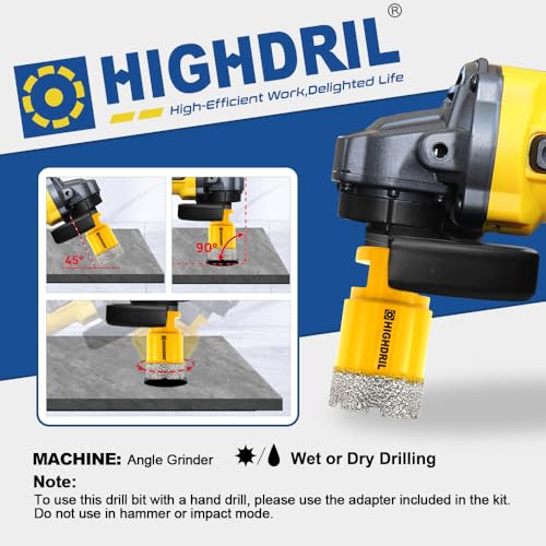 HIGHDRIL 13Pcs Diamond Hole Saw Kit for Tile Porcelain Ceramic Granite - size: Kit 1 Thread