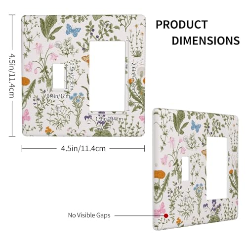 Botanical Herbs Floral Vintage Butterfly Wildflowers Outlet Covers 1 Toggle 1 Rocker Combination Decorative Wall Plate Electrical Switch Plates Light Switch Cover Plate for Farmhouse Living Room Decor - color: Botanical Herbs Floral Vintage Butterfly Wild