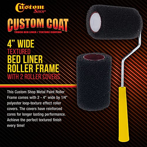 Custom Shop Paint Roller Frame 2-4" x 1/4" Textured Bed Liner Roller Covers