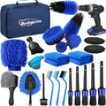 Qydipclin 23Pcs Car Detailing Kit, Car Detailing Brush Set, Car Wash Cleaning Kit, Car Detailing Brushes, Professional Car Care Kit for Interior Exterior Wheels, Blue - size: 23pcs