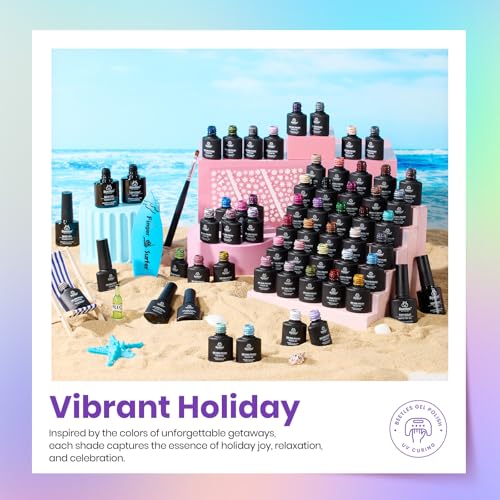 Beetles Gel Nail Polish Set, 63 PCS 55 Colors Gel Polish Kit with Base Coat - color: Vibrant Holiday - 55 Colors (63 Pcs)