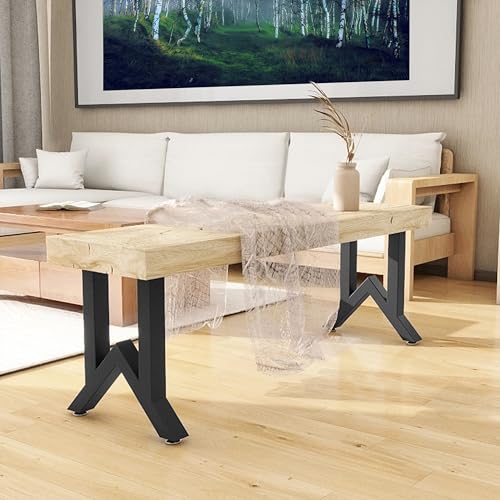19 Inch Metal Table Legs, Heavy Duty Industrial Metal Coffee Table Desk Legs Set of 2 Mid Century Home DIY Projects Furniture Feets with Adjustment Feet Pads(Bear Up to 800lb) - size: 19 '' Unique Shape