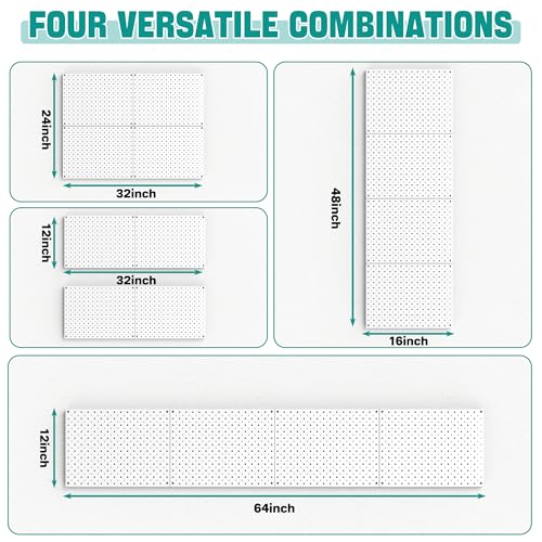 EVERHANGER Metal Pegboard Panels, Heavy Duty Pegboard Wall Organizer - color: White, size: 4pack 12"X16"