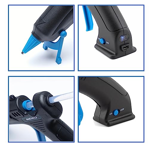NEIKO 02660A Cordless Glue Gun, 15W Rechargeable Hot Glue Gun, 10 Glue Sticks Included, Wireless Anti Drip Nozzle Mini Glue Gun with Stand for Arts and Crafts, Mini USB Charging Port, Insulated Nozzle - style: Cordless Glue Gun