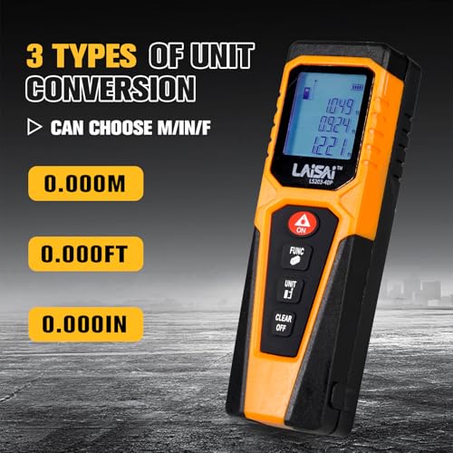Laser Distance Meter, 130FT Measuring Tool with Backlit LCD